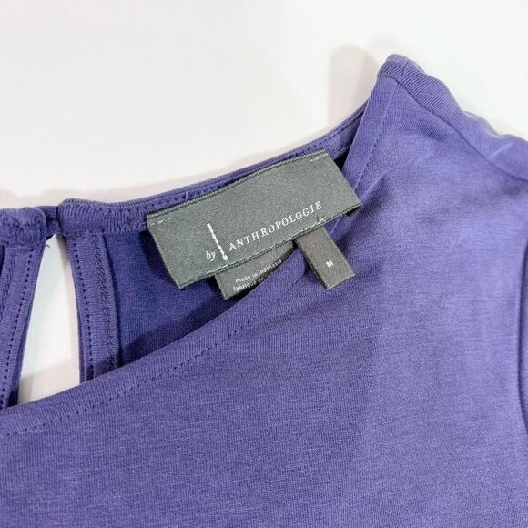 Anthropologie Shift Dress Women's Medium Bell Sleeve Keyhole Purple Mini NEW - Picture 5 of 12